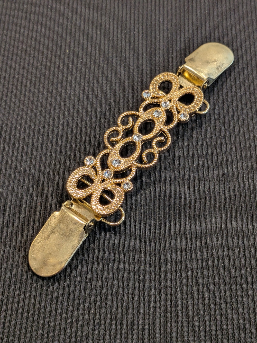 B#4:Gold Tone Dress Sweater Clip W/Small Faux Crystal Accessory for Women